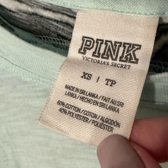 Pink Victoria's Secret Y2K Long Sleeve Tee in Light Green w/Zebra Accents Sz XS - Picture 5 of 6